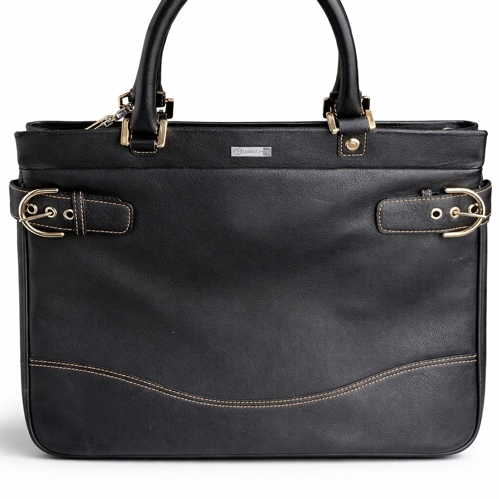 FranklinCovey Genuine Leather Briefcase Laptop Tote Purple Lined